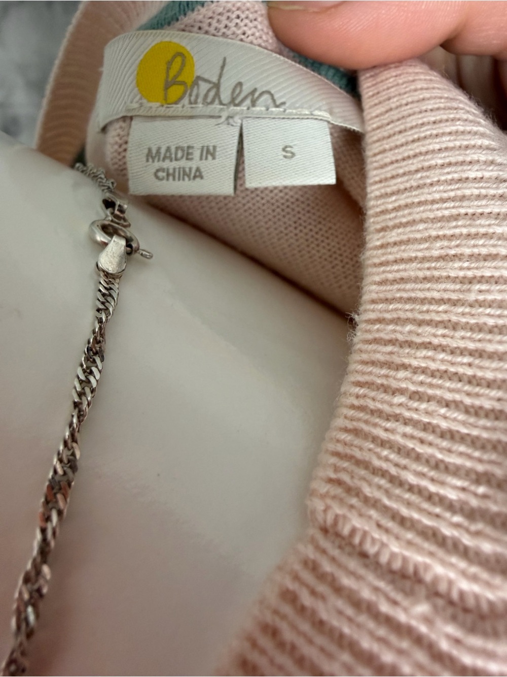 Boden Tiger Soft Brush Pink Peach Crewneck Sweater Whimsical Artsy 100% Cotton S - Picture 3 of 15